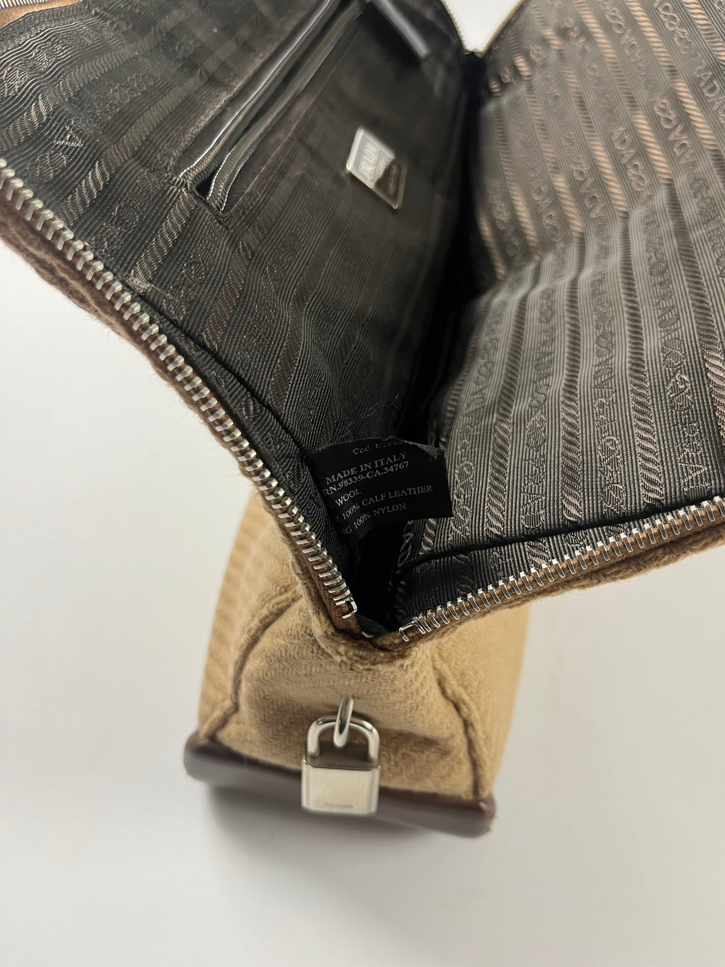 Prada Leather Camel Tweed Bag FW 1999 - OS