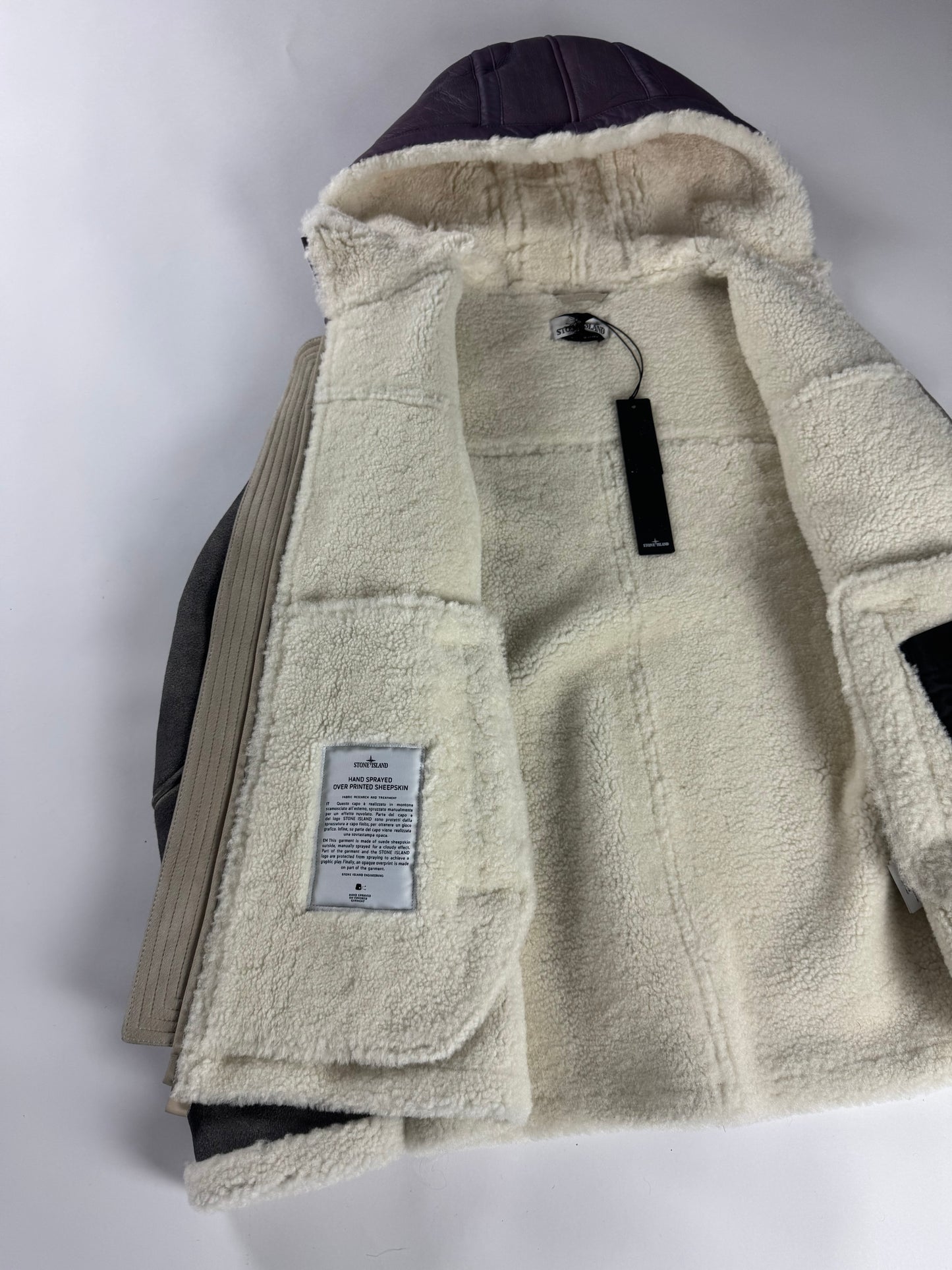 Stone Island Hand Sprayed Shearling Leather Jacket FW 2020 - M