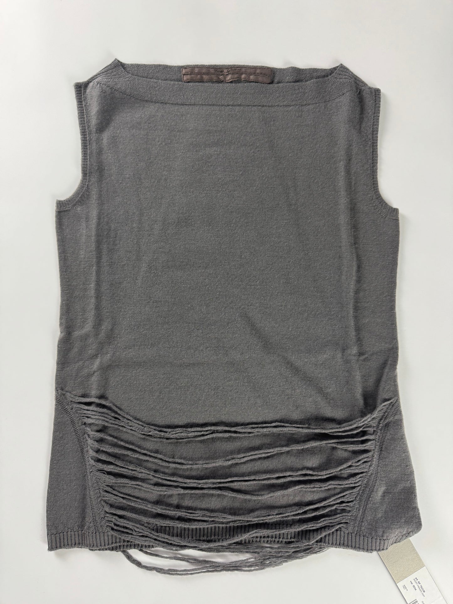 Rick Owens Dust Grey Short Fringes Vest Top 2000s - S