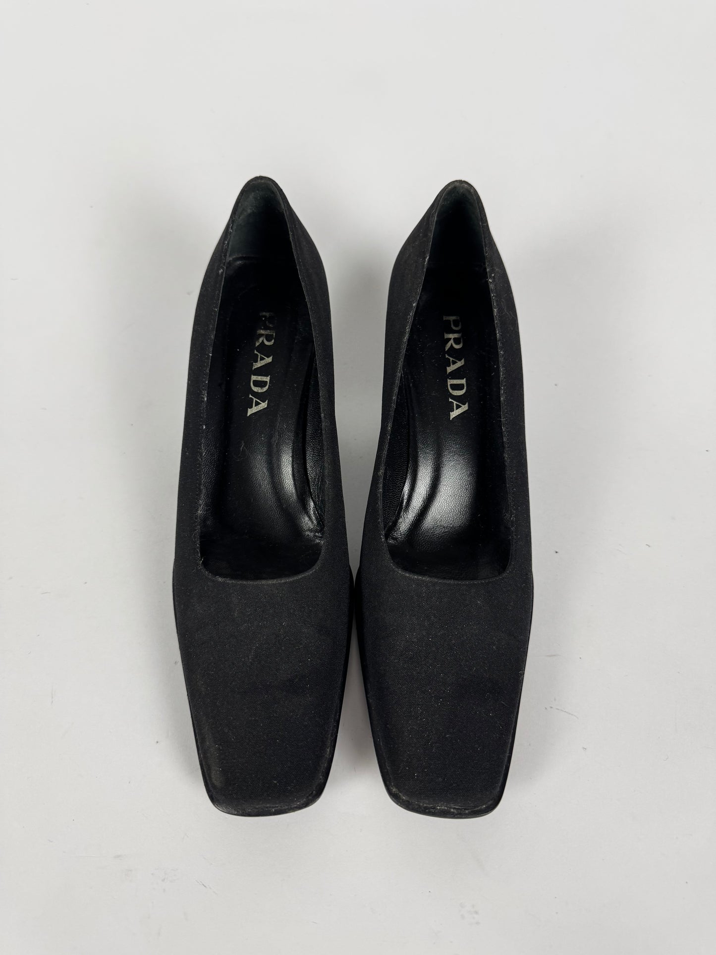 Prada Soft Black Square Toe Heels 1990s - 38,5 IT/39 EU