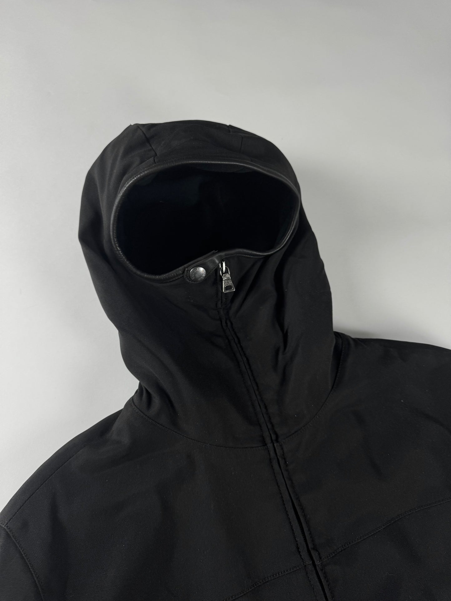 Prada Linea Rossa Black Balaclava Riot Long Jacket FW 1999 - M