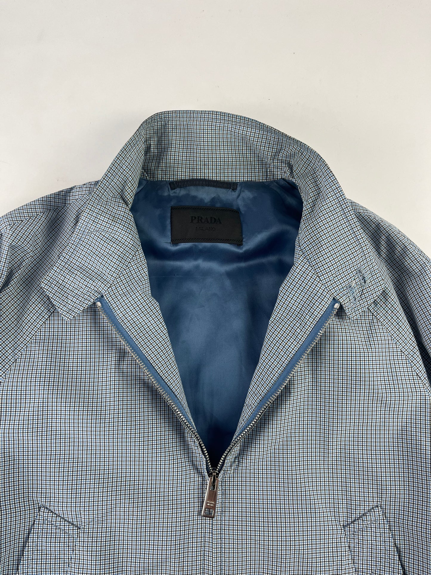 Prada Grid Checkered Nylon Bomber Jacket SS 2017 - M