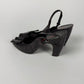 Miu Miu Aubergine Crocodile Embossed Leather Peep Toe Slingback Block Heel Pumps 2000s - 38,5 IT/39 EU