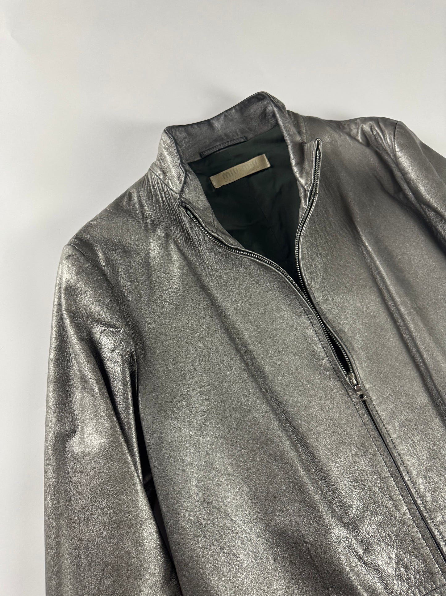 Miu Miu Metallic Leather Double Zip Coat FW 1999 - S