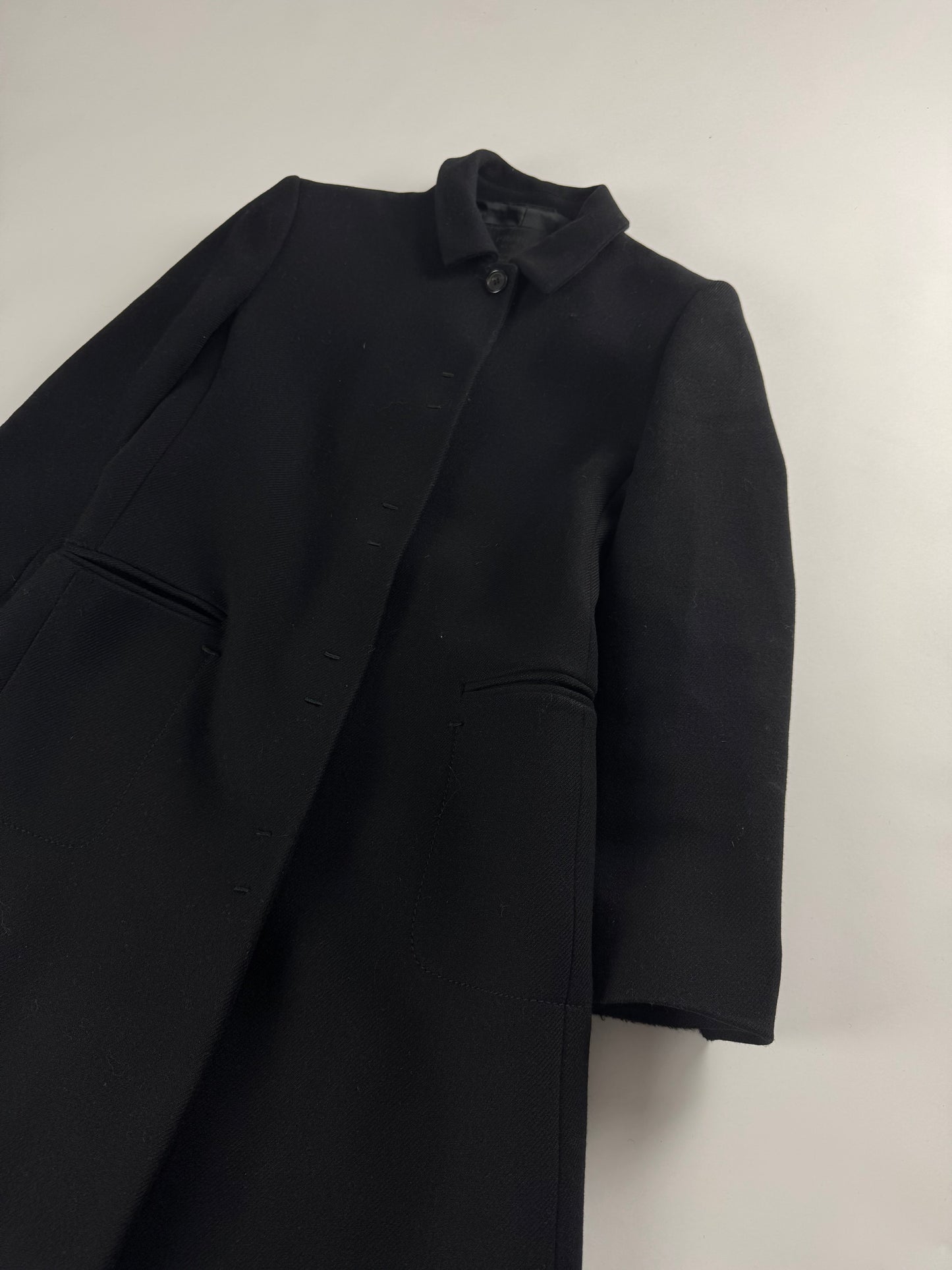 Prada Black Double Stitches Tailored Coat FW 1998 - XS