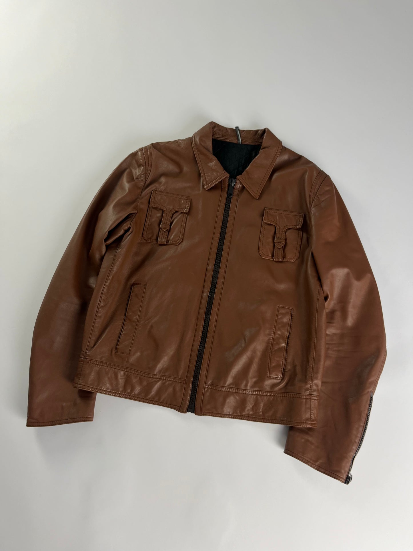 Dior Homme T-Pocket Brown Leather Jacket FW 2005 - L