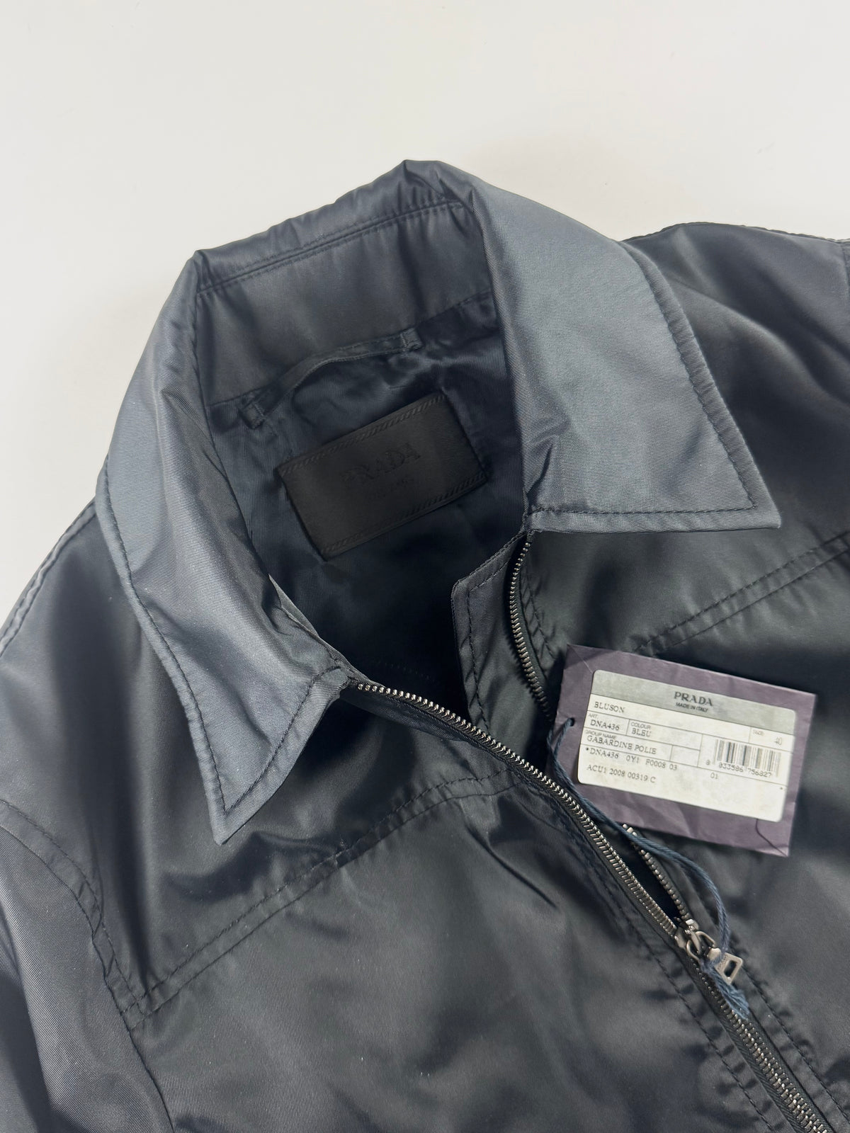 Prada Navy Double Zip Officer Minimalist Trucker Jacket SS 2008 - XS