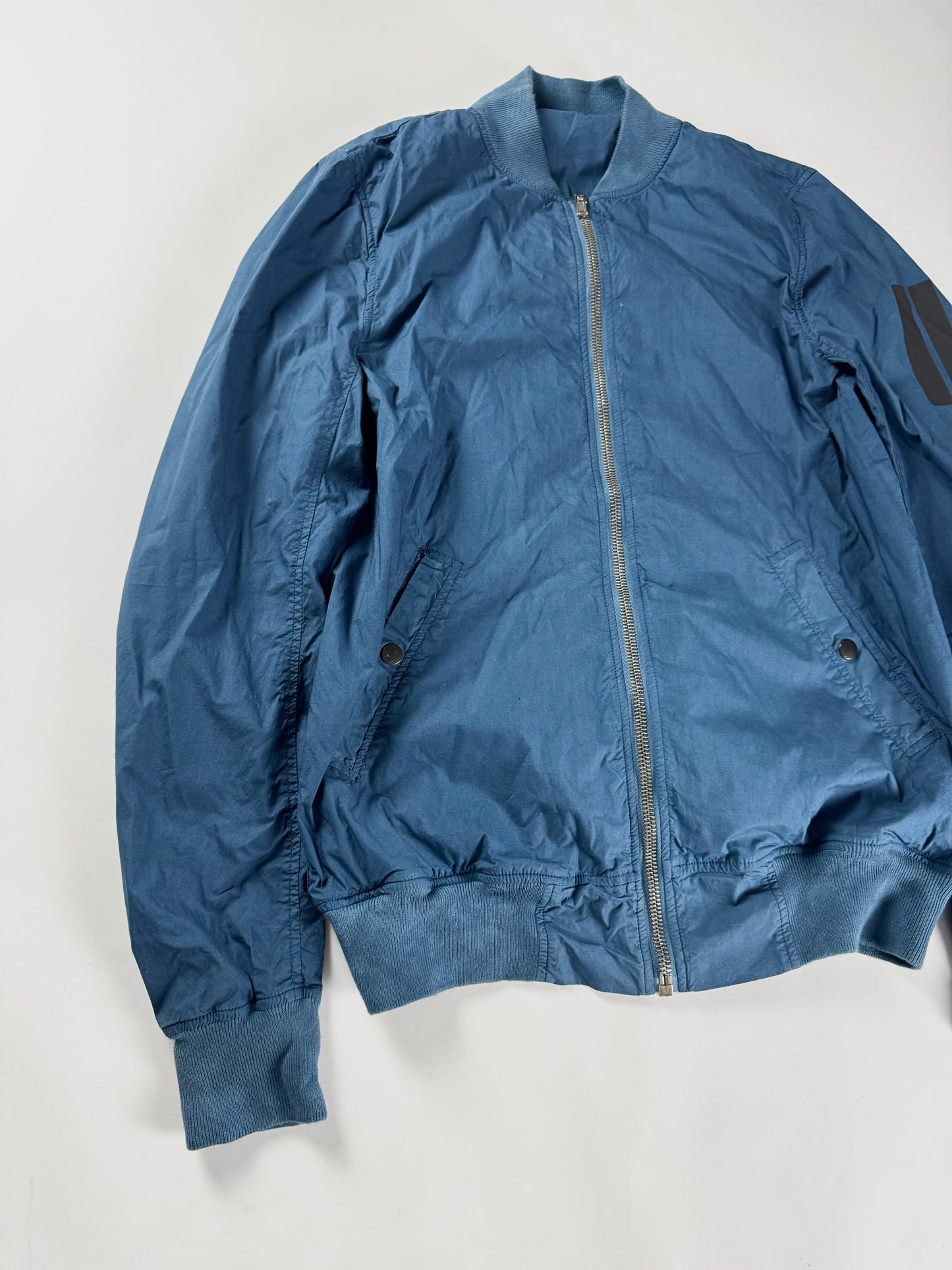 Rick Owens Sample Blue Aviator Bomber Jacket - L
