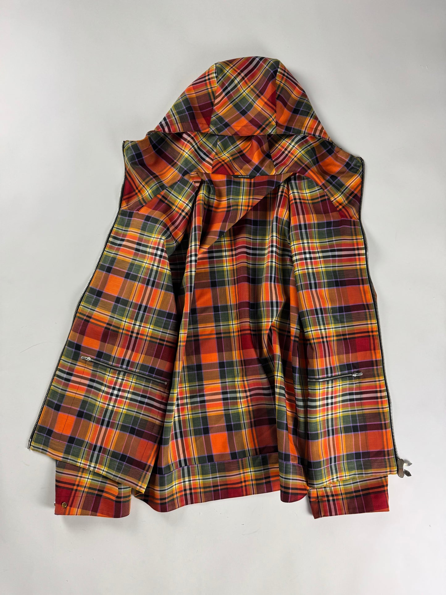 Hermès Sample Zip Up Plaid Tech Hooded Parka Jacket FW 2021 - M