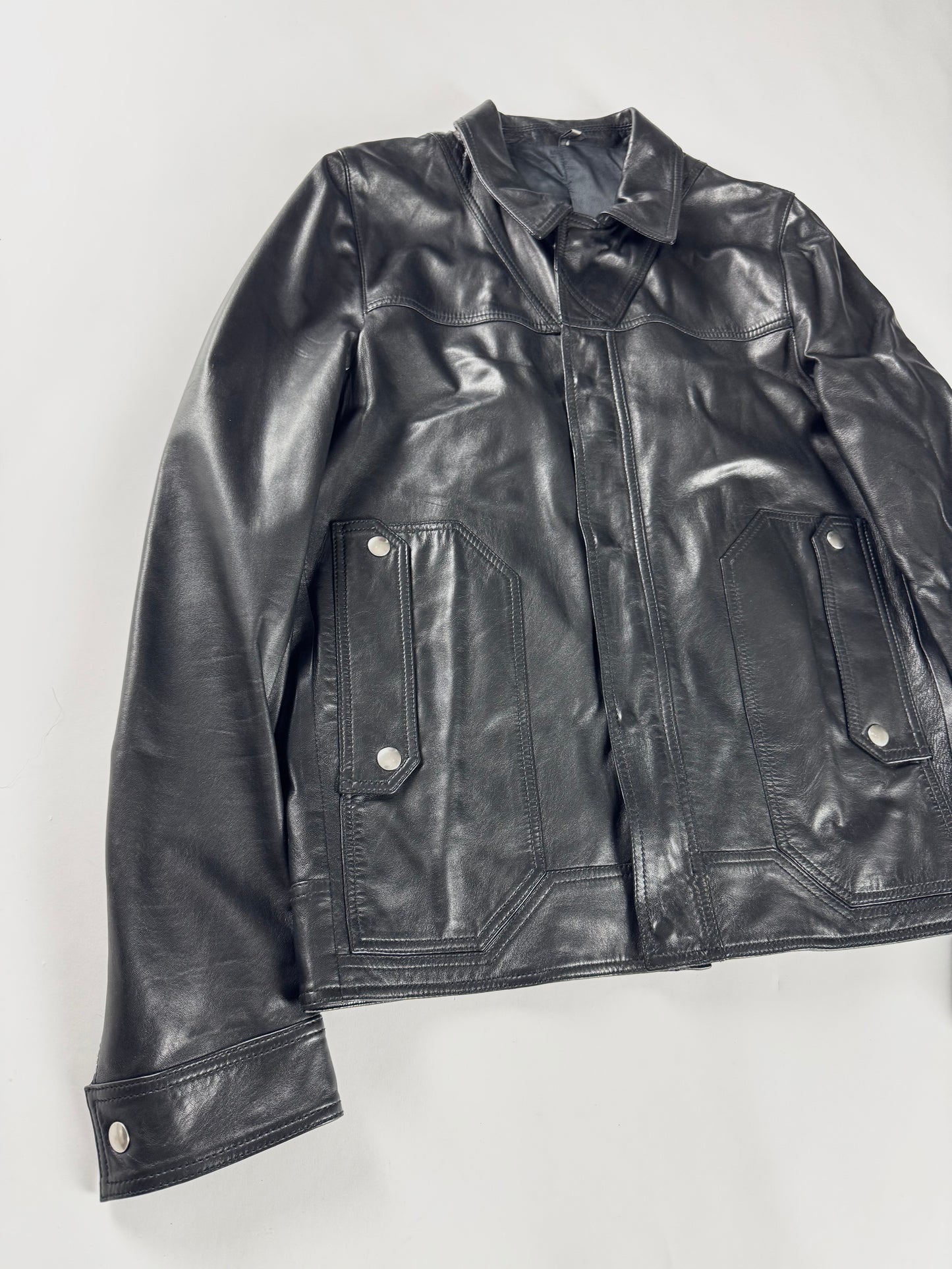 Dior Homme Dark Aviator Leather Trucker Jacket SS 2008 - M