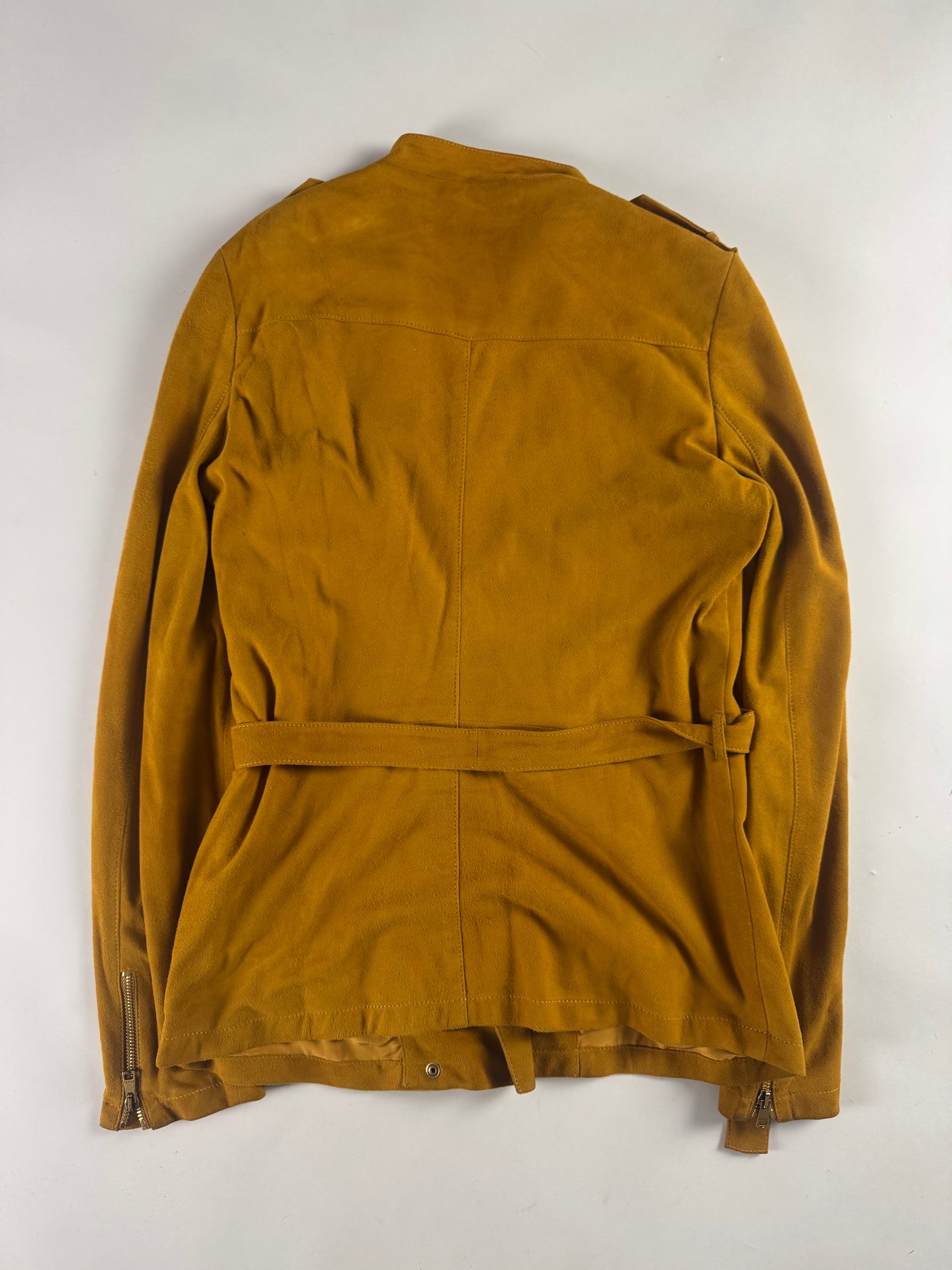 Gucci Orange Suede Zipper Belted Jacket 2000s - S