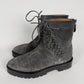 Alaïa Grey Suede Gunmetal Eyelets Asymmetrical Lace Up Lug Sole Back Zip Combat Boots 2010s - 40,5 EU