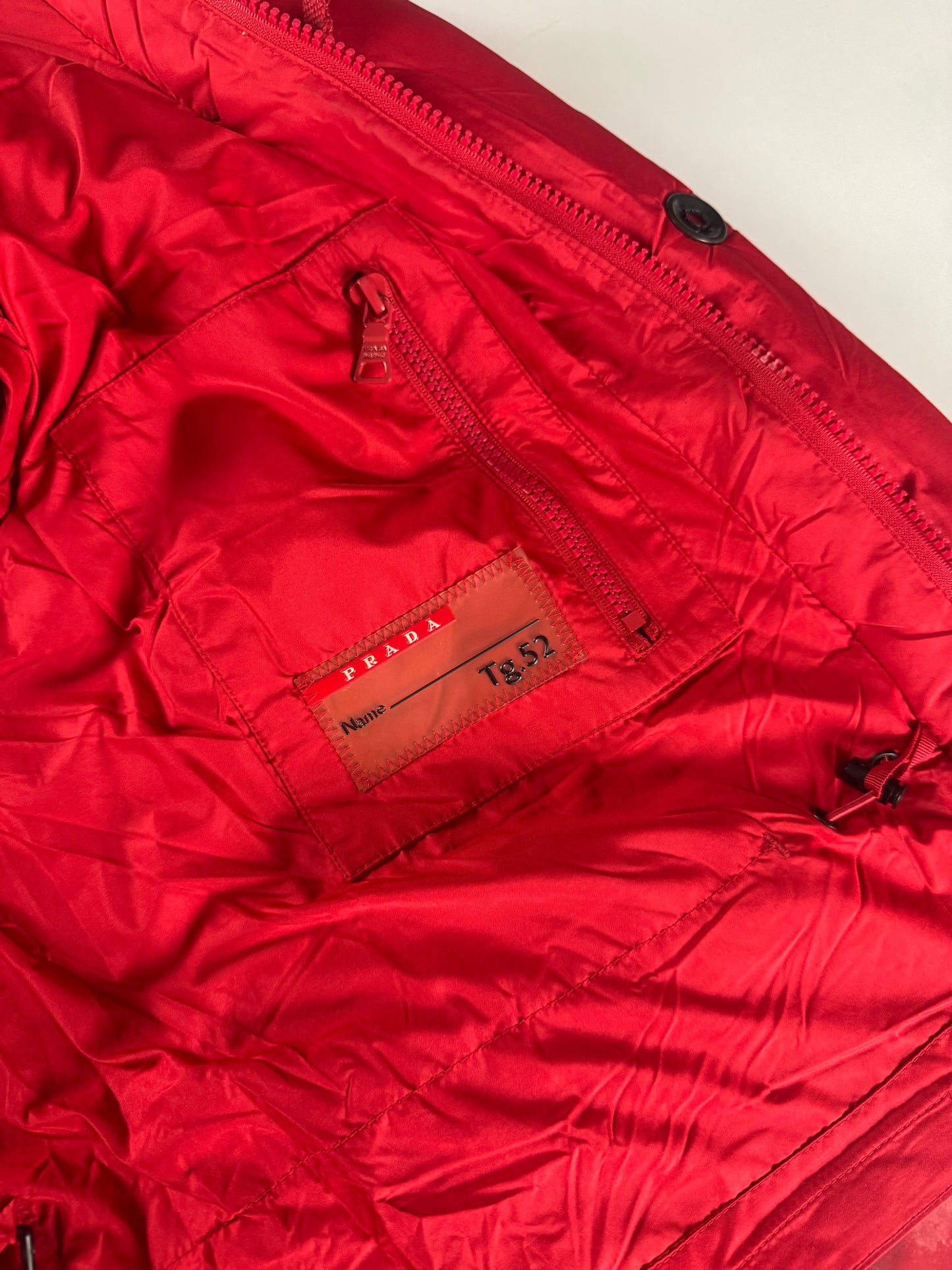Prada Red Padded Removable Hood Vest 2000s - L