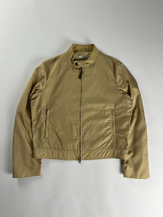 Prada Camel Nylon Moto Jacket 2000s - L