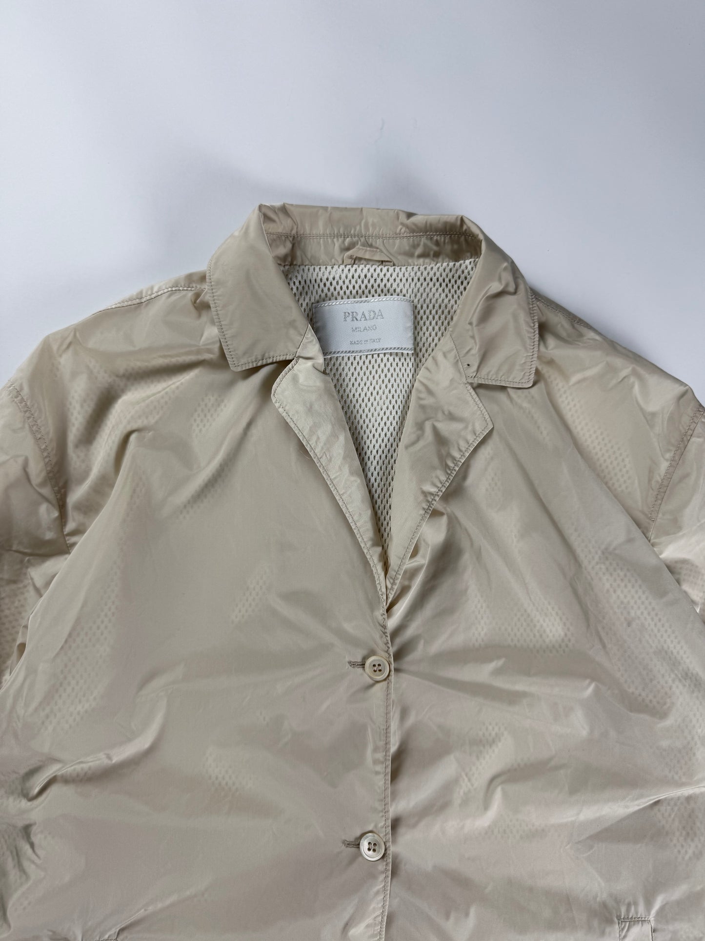 Prada Cream Inside Mesh Button Up Light Jacket SS 1998 - S