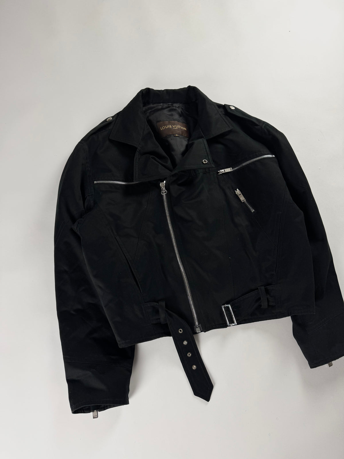 Louis Vuitton Black Cotton Asymmetrical Zipper Perfecto Jacket 2000s - M