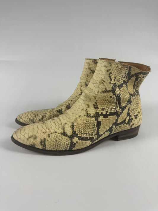 Maison Matin Margiela Cream Snakeskin Python Leather Mid Boots SS 2005 - 41 EU