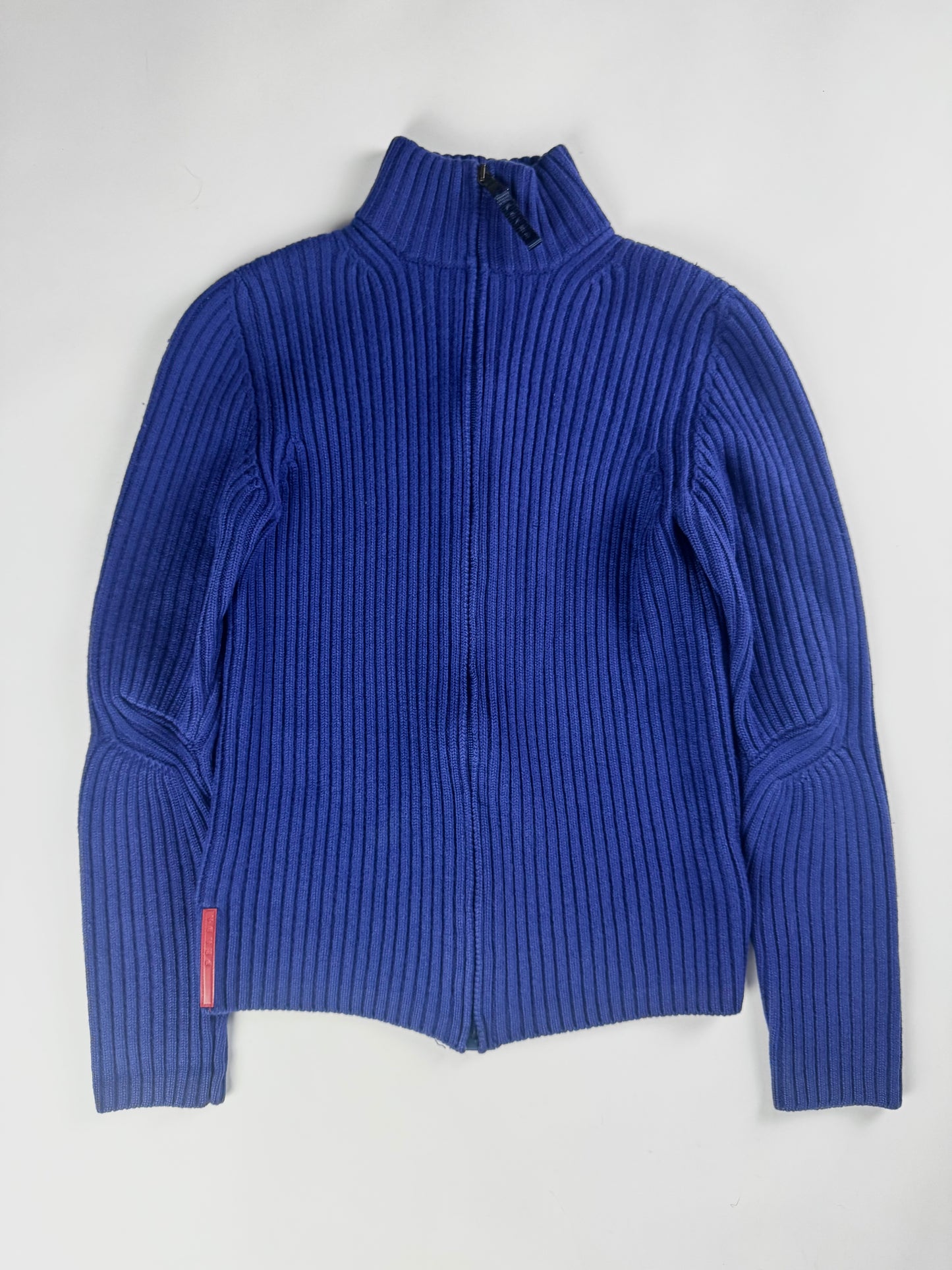 Prada Linea Rossa Shine Blue Corduroy Turtleneck Sweater FW 1999 - S