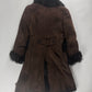 Prada Brown Fur Trimmed Brushed Sheepskin Leather Coat FW 2010 - S