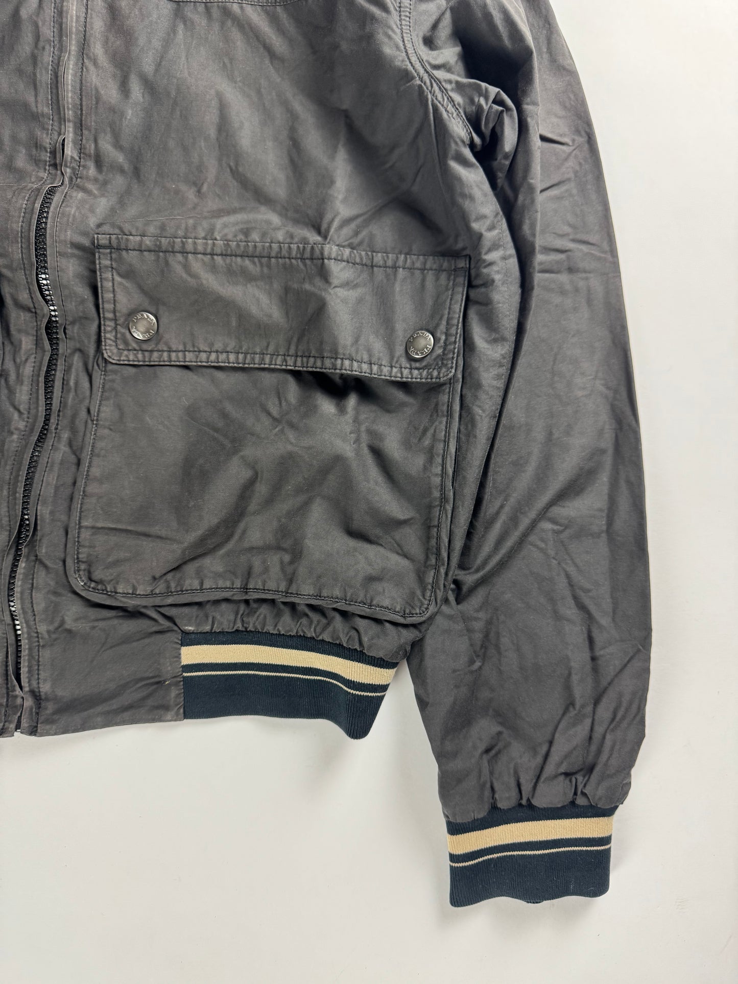 Prada Dark Grey Double Buttons High Collar Bomber Jacket SS 2007 - S