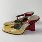 Prada Patent Beige Red Many Jane Wedges Heel Pumps FW 1998 - 40 IT/40,5 EU