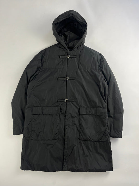 Prada Multi Belt Black Nylon Long Safari Coat FW 1999 - L