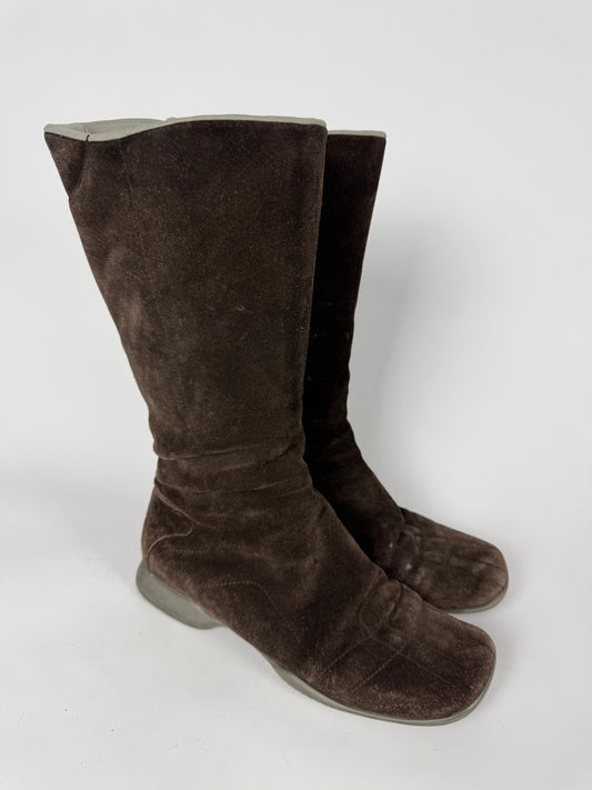 Prada Sport Brown Suede High Boots SS 2000 - 39 IT/39,5 EU