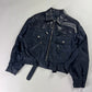 Prada Leather Panel Cropped Utility Pocket Navy Nylon Jacket 1990s - S