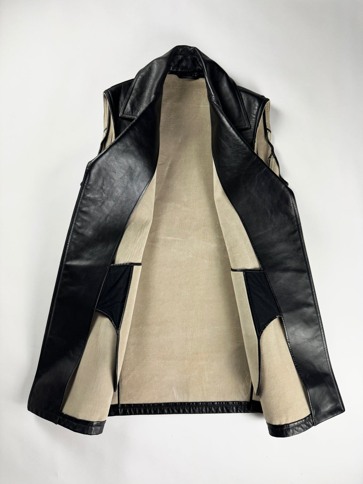Balenciaga Sample Long Leather Sleeveless Double Breasted Coat FW 2020 - M