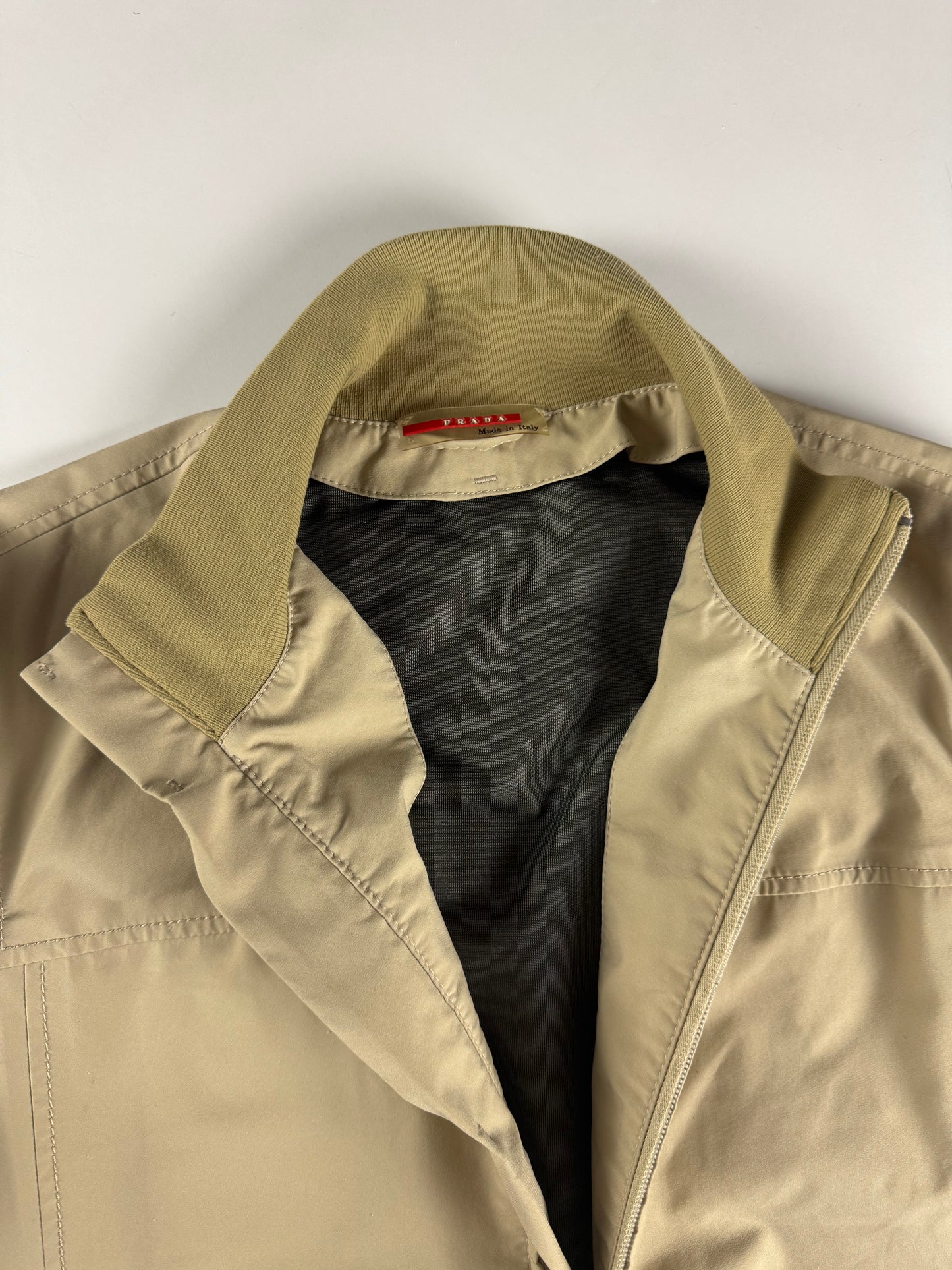 Prada Gore Tex Beige Technical Bomber Jacket 2000s - M