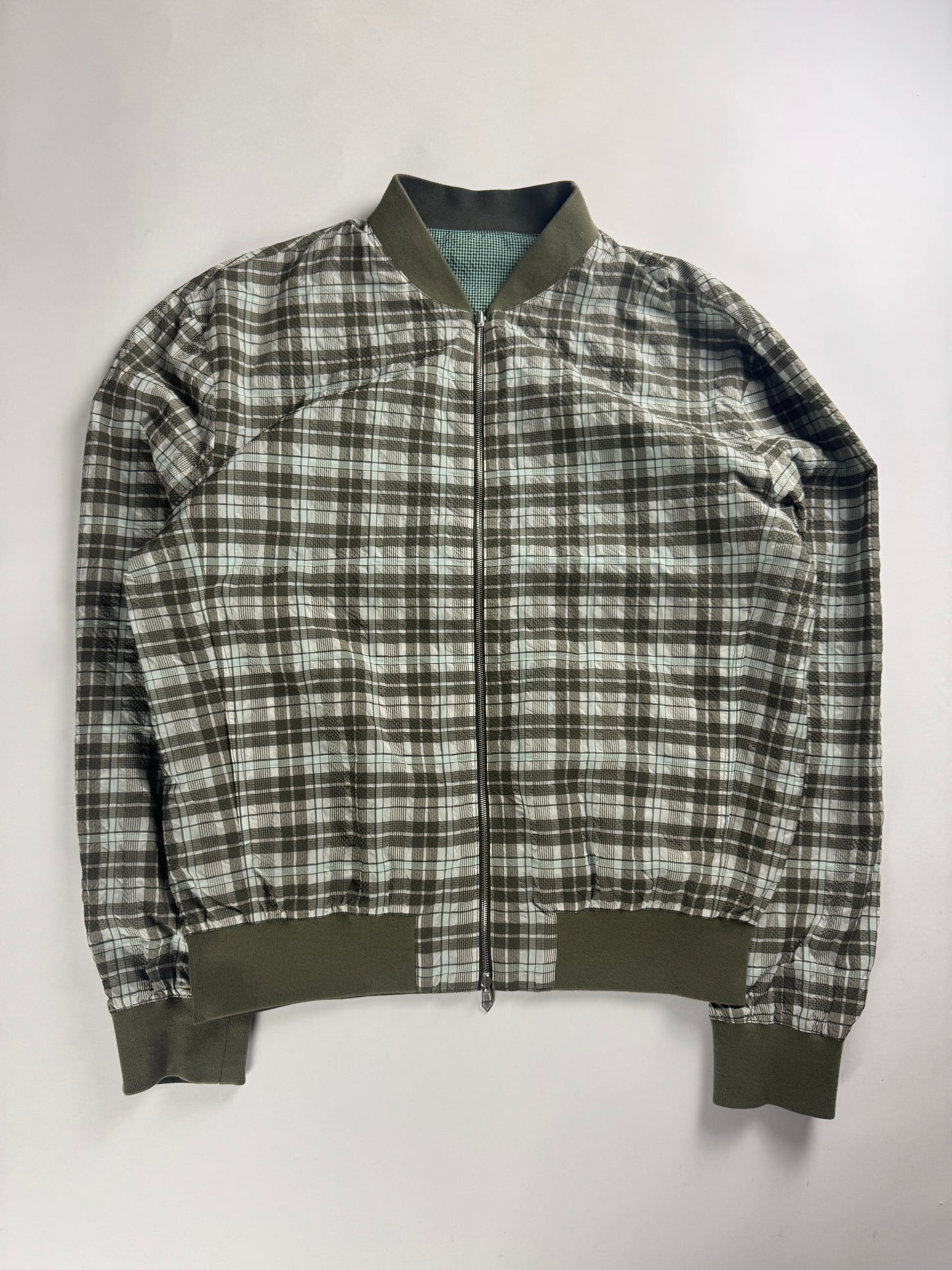 Hermès Sample Green Plaid Check Bomber Jacket SS 2020 - L