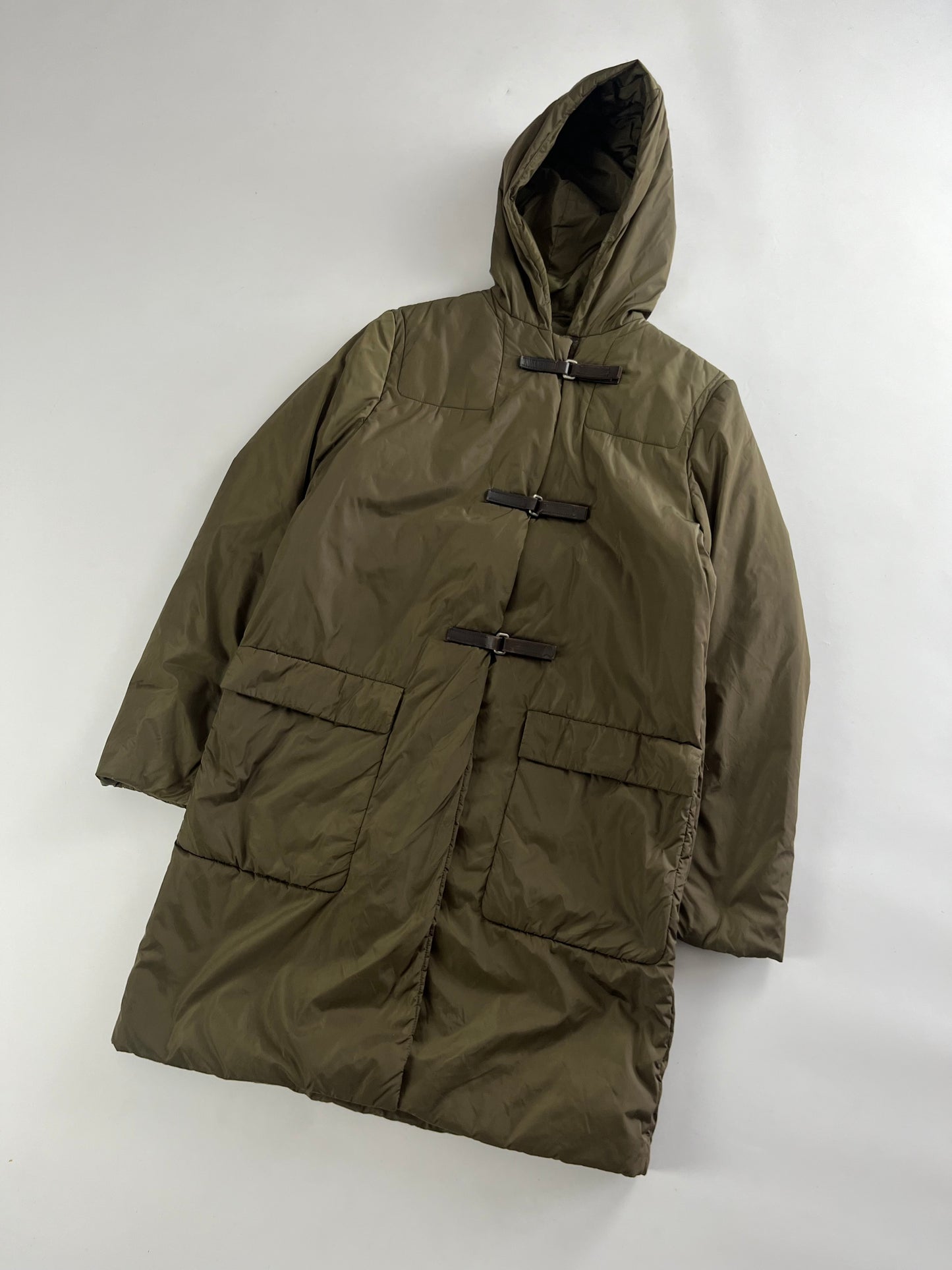 Prada Multi Belt Khaki Nylon Long Safari Coat FW 1999 - S