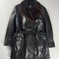Prada Inside Fur Double Breasted Belted Leather Coat FW 1996 - S