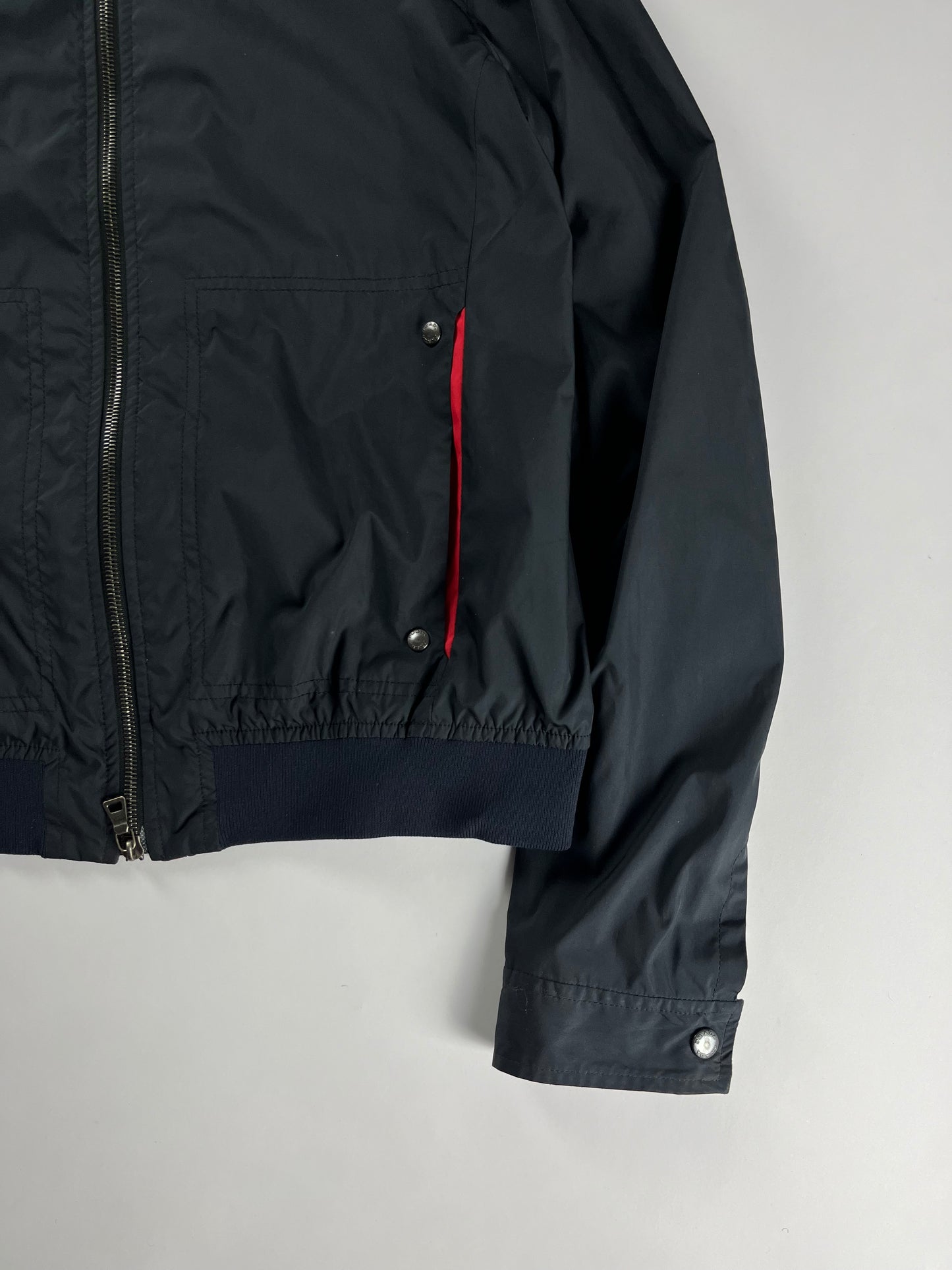 Prada Sport Lined Red Navy Nylon Bomber Jacket 2010s - M