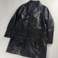 Prada Pure Black Buttoned Minimalist Leather Long Coat FW 2001 - L
