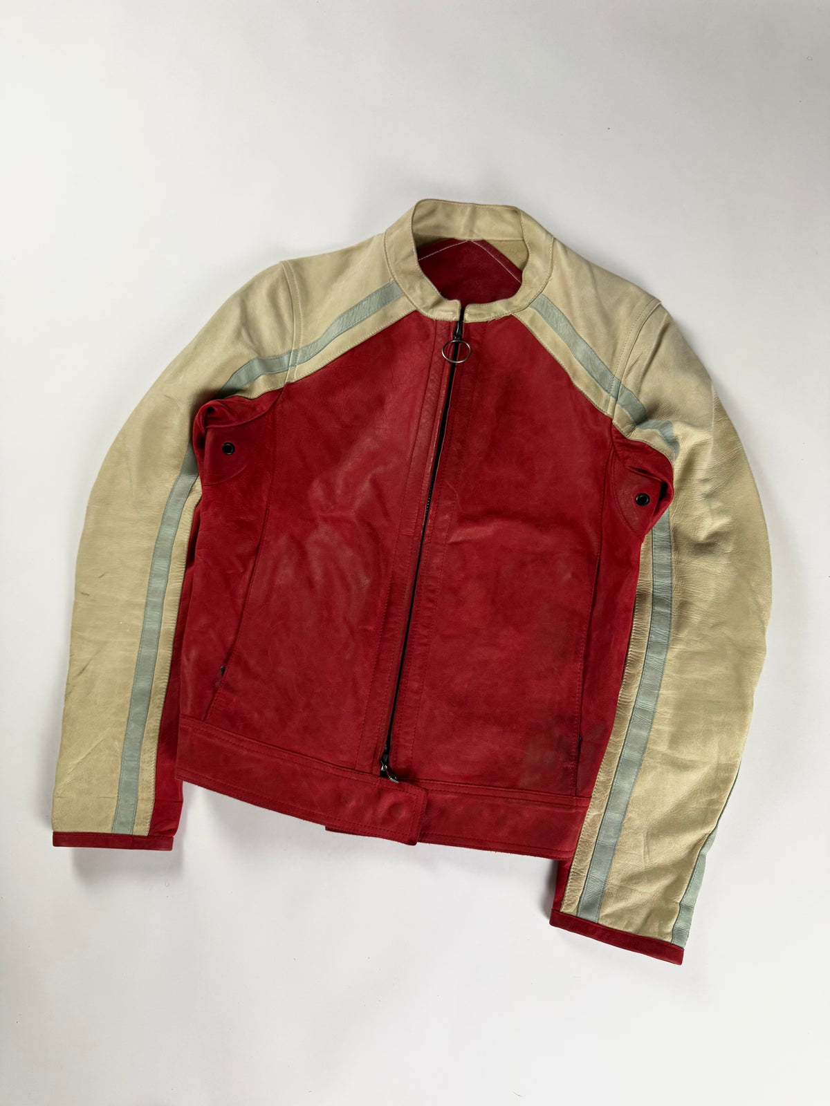 Prada Sample Red Cream Fusion Racer Jacket SS 2002 - XS
