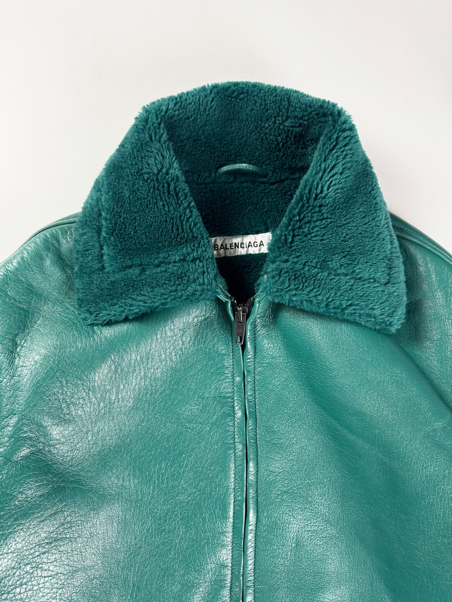 Balenciaga Sample Green Shearling Aviator Bomber Jacket FW 2019 - M