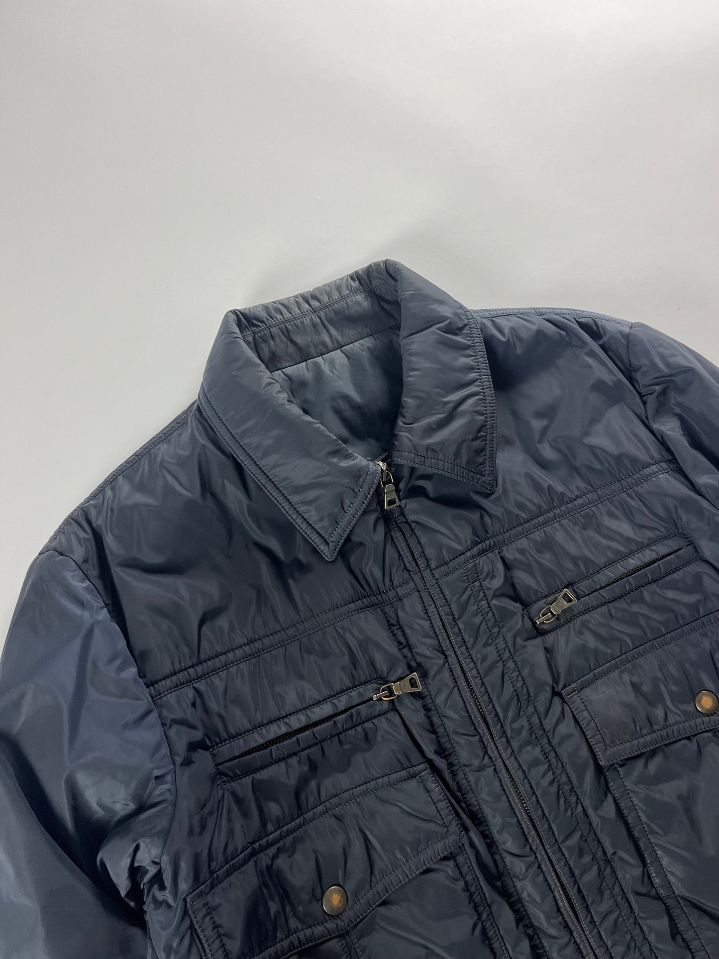 Prada Double Pocket Navy Nylon Work Jacket - L