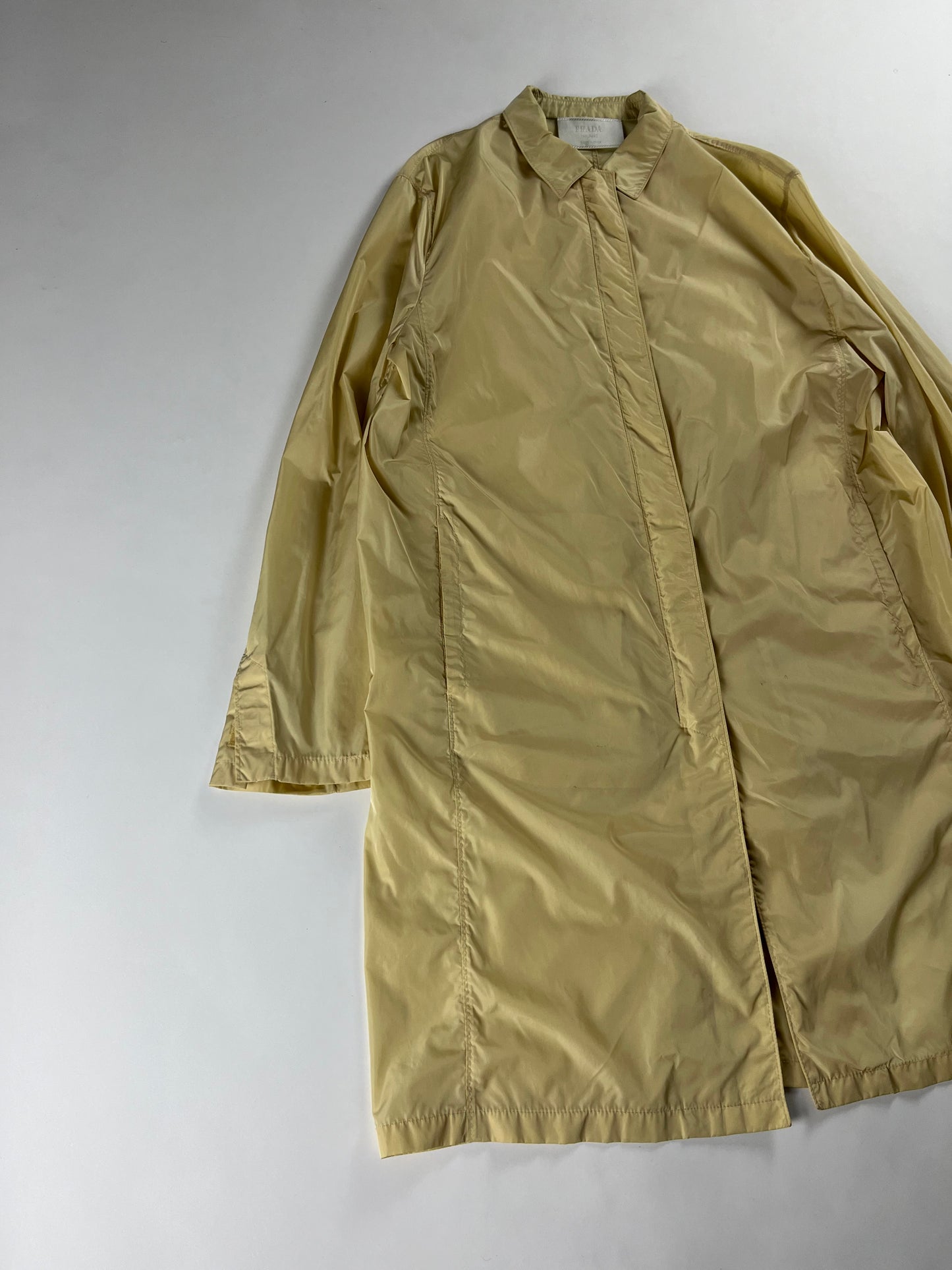 Prada Translucent Yellow Nylon Strapped Long Light Jacket SS 1998 - S