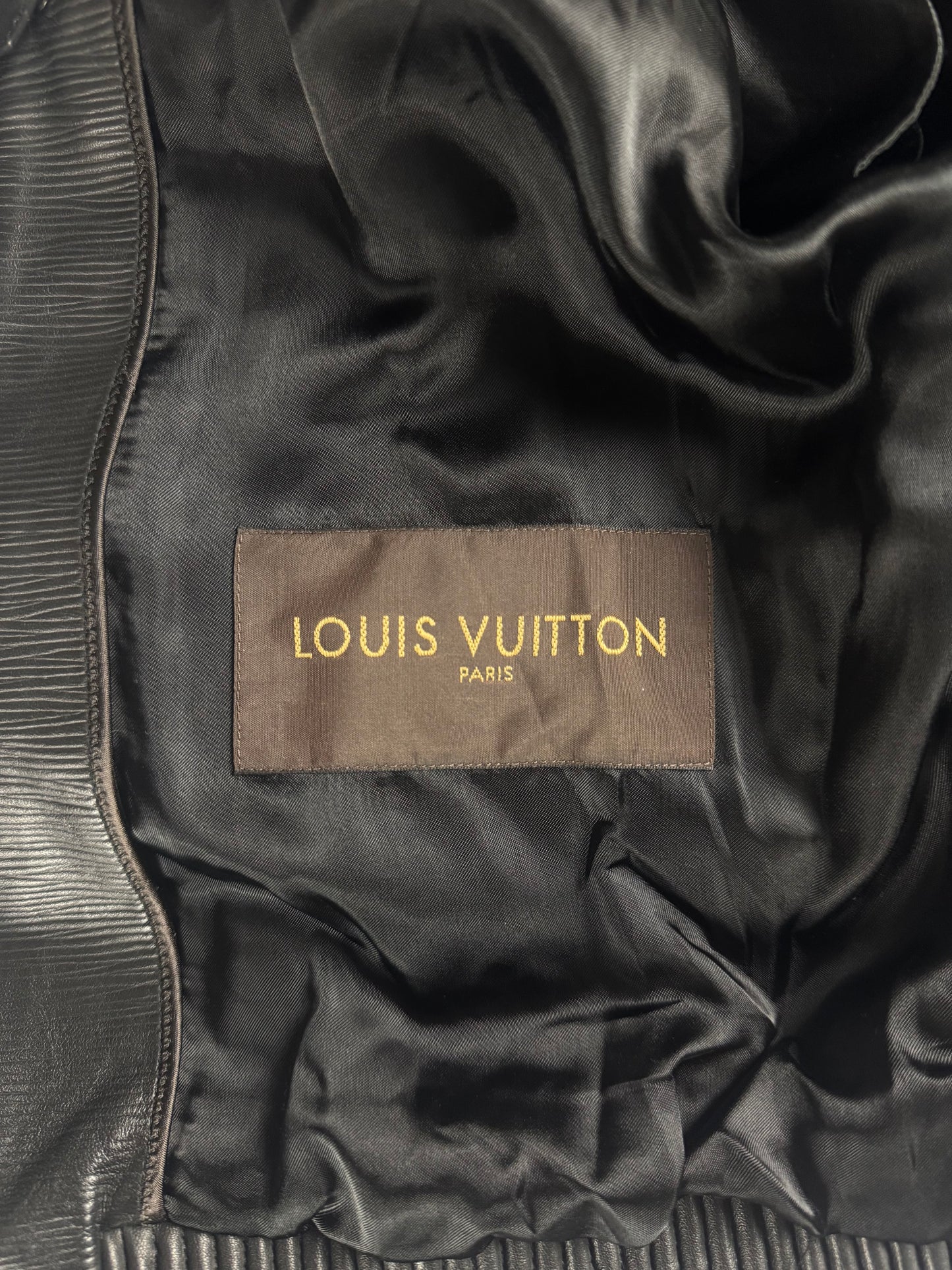 Louis Vuitton Sample Black Wool Sleeves Epi Leather Bomber Jacket Pre Fall 2013 - M