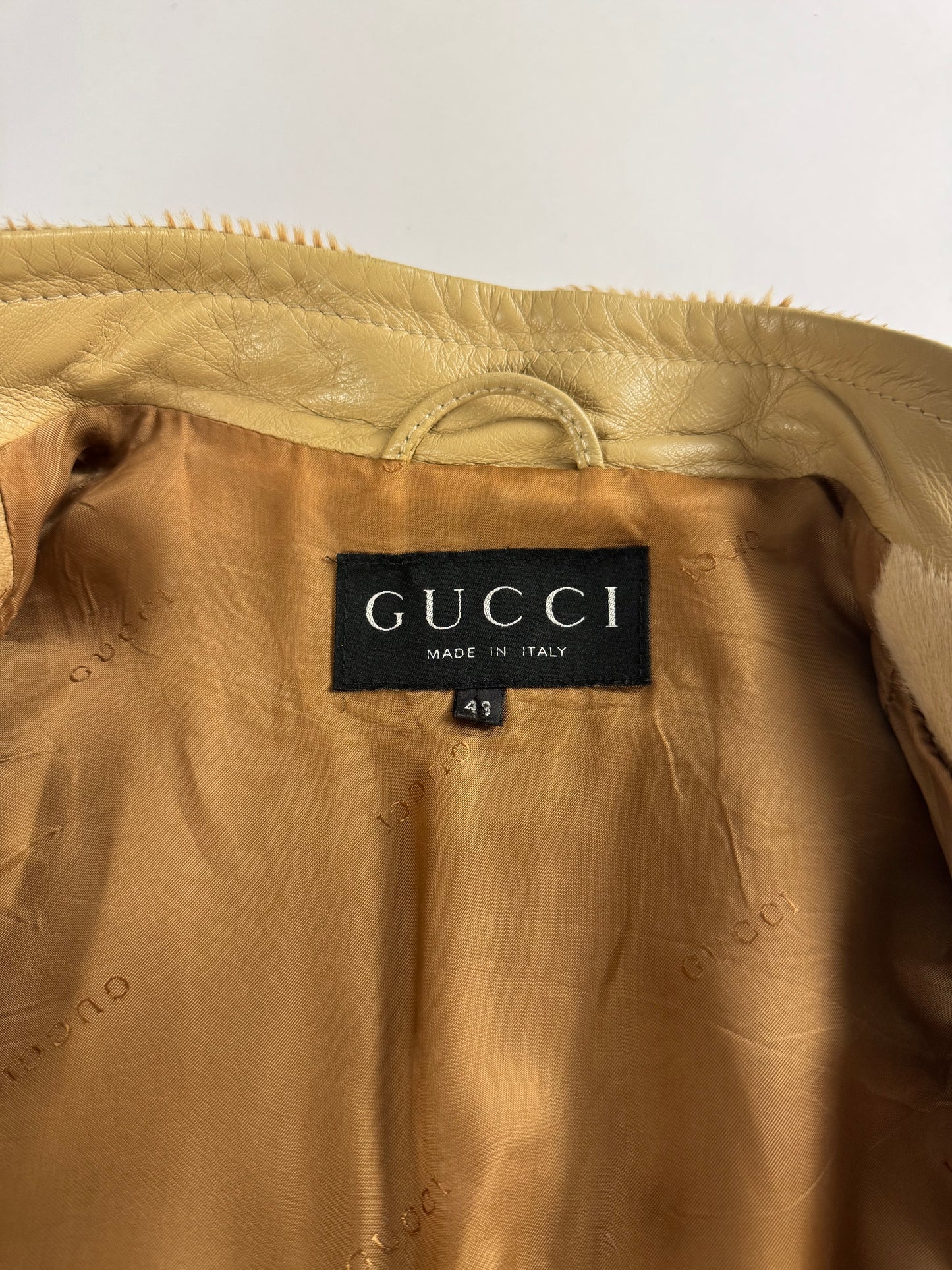 Gucci Tom Ford Camel Pony Hair Moto Jacket FW 1996 - M