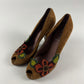 Miu Miu Floral Brown Suede Heels 1990s - 40 IT/41 EU
