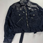 Prada Leather Panel Cropped Utility Pocket Navy Nylon Jacket 1990s - S