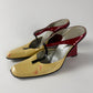 Prada Patent Beige Red Many Jane Wedges Heel Pumps FW 1998 - 40 IT/40,5 EU