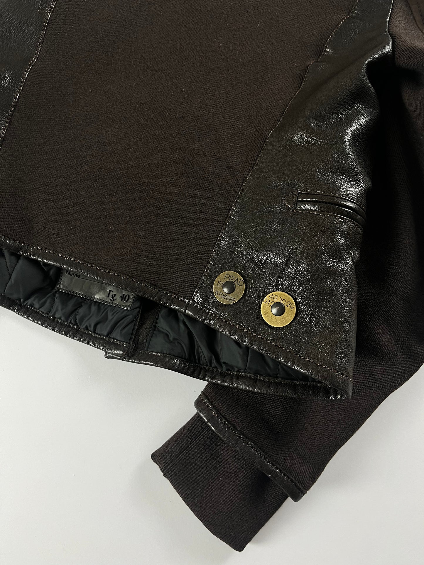 Prada Brown Leather Motor Jacket 2000s - XS