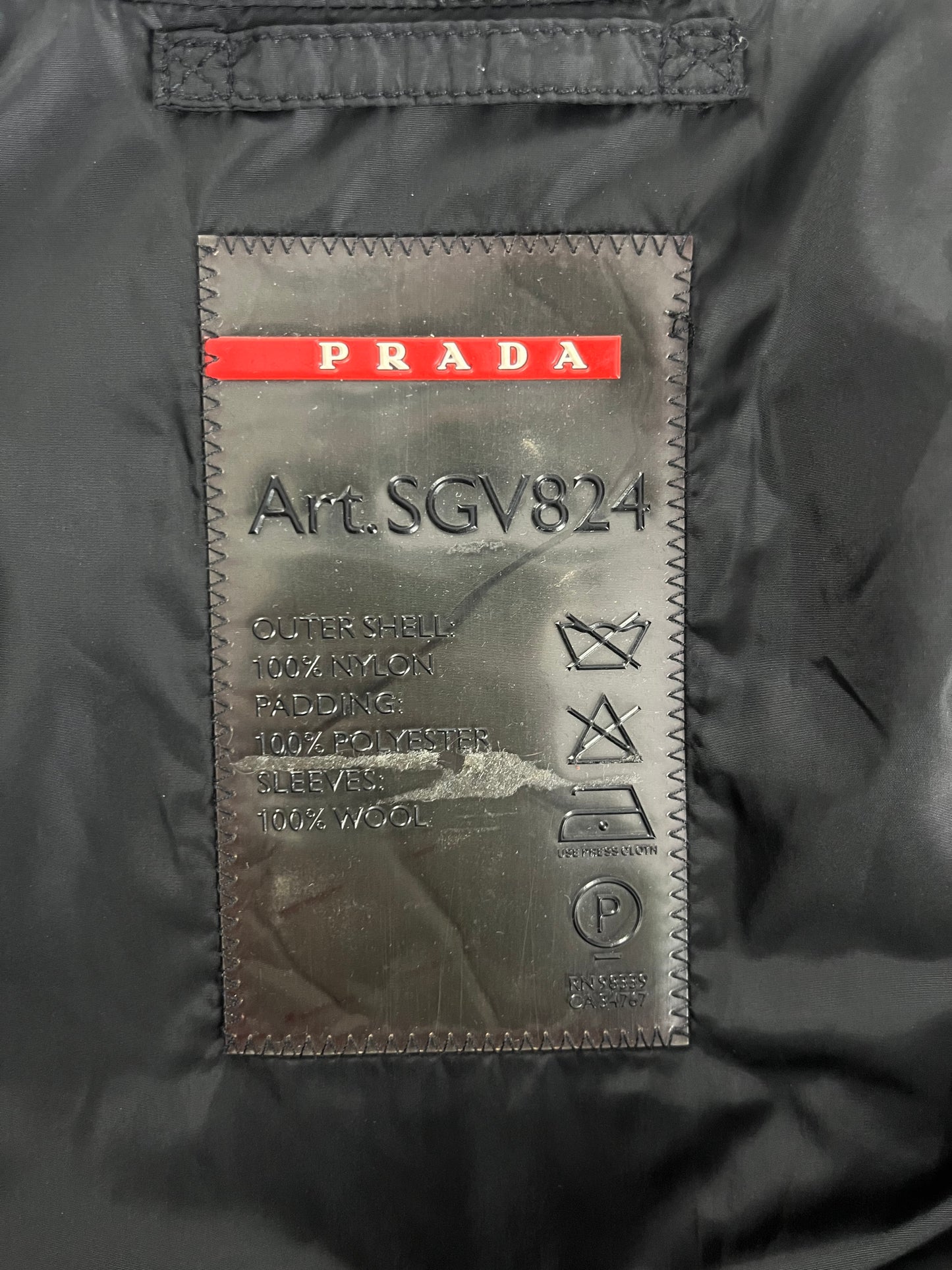 Prada Nylon Hybrid Wool Sleeve Zipper Jacket - S