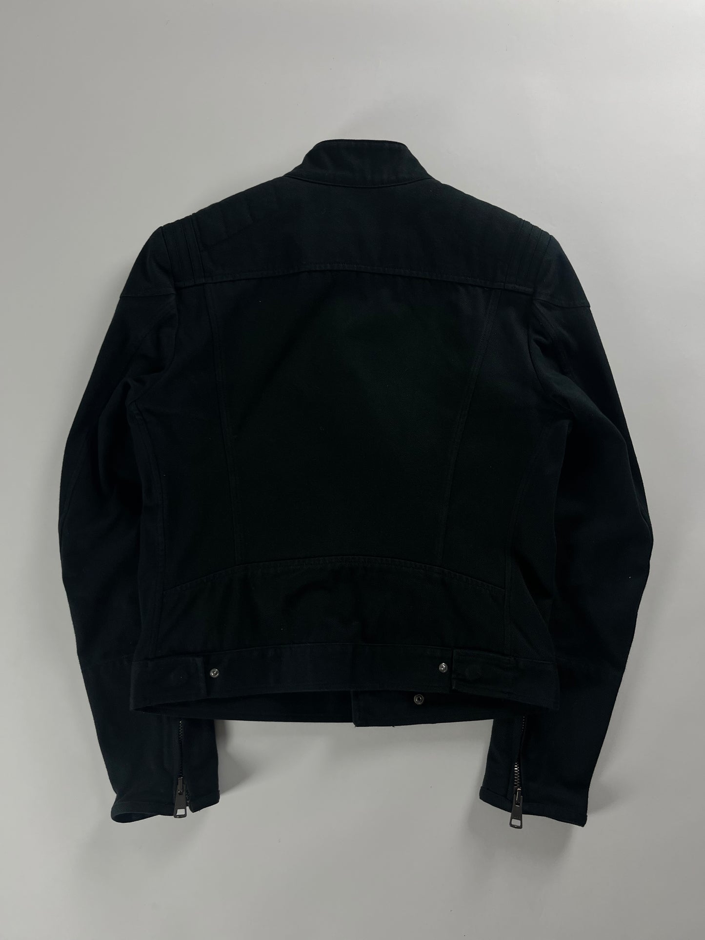 Gucci Navy Asymmetrical Zip Denim Biker Jacket SS 2002 - S