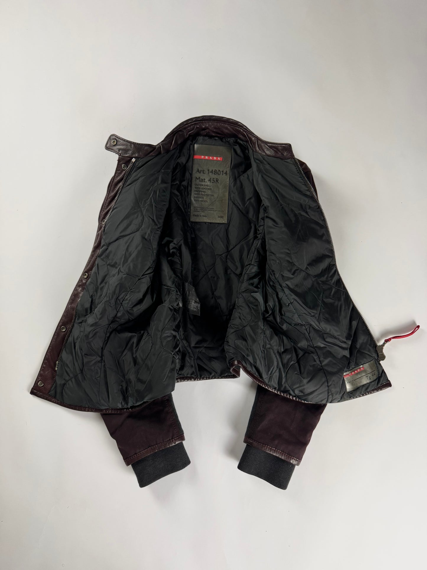 Prada Brown Wine Leather Moto Jacket 2000s - XS