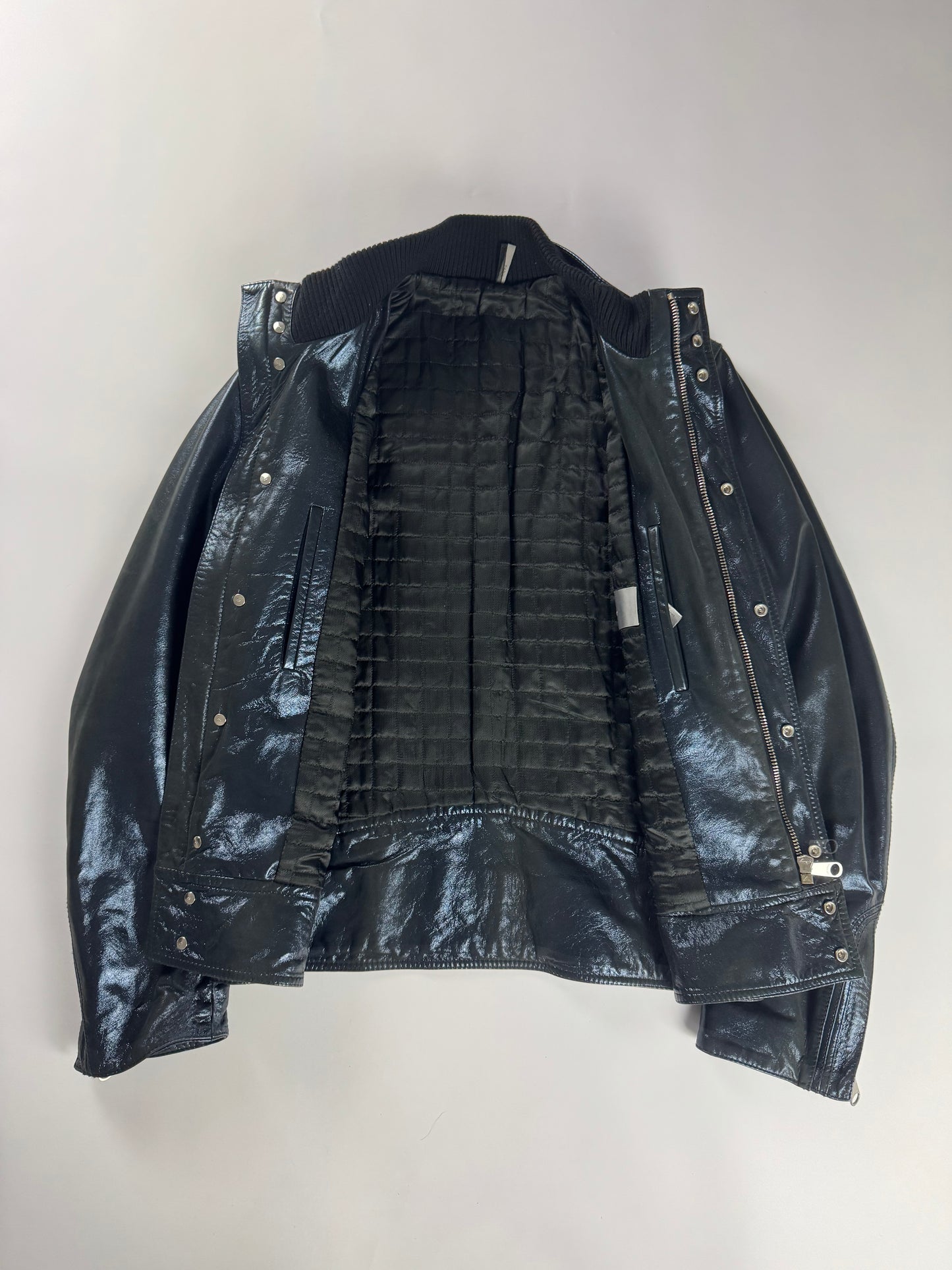 Dior Homme "Lumière Du Nord" Lamé Blue Vampiric Bright Leather Biker Jacket FW 2008 - L