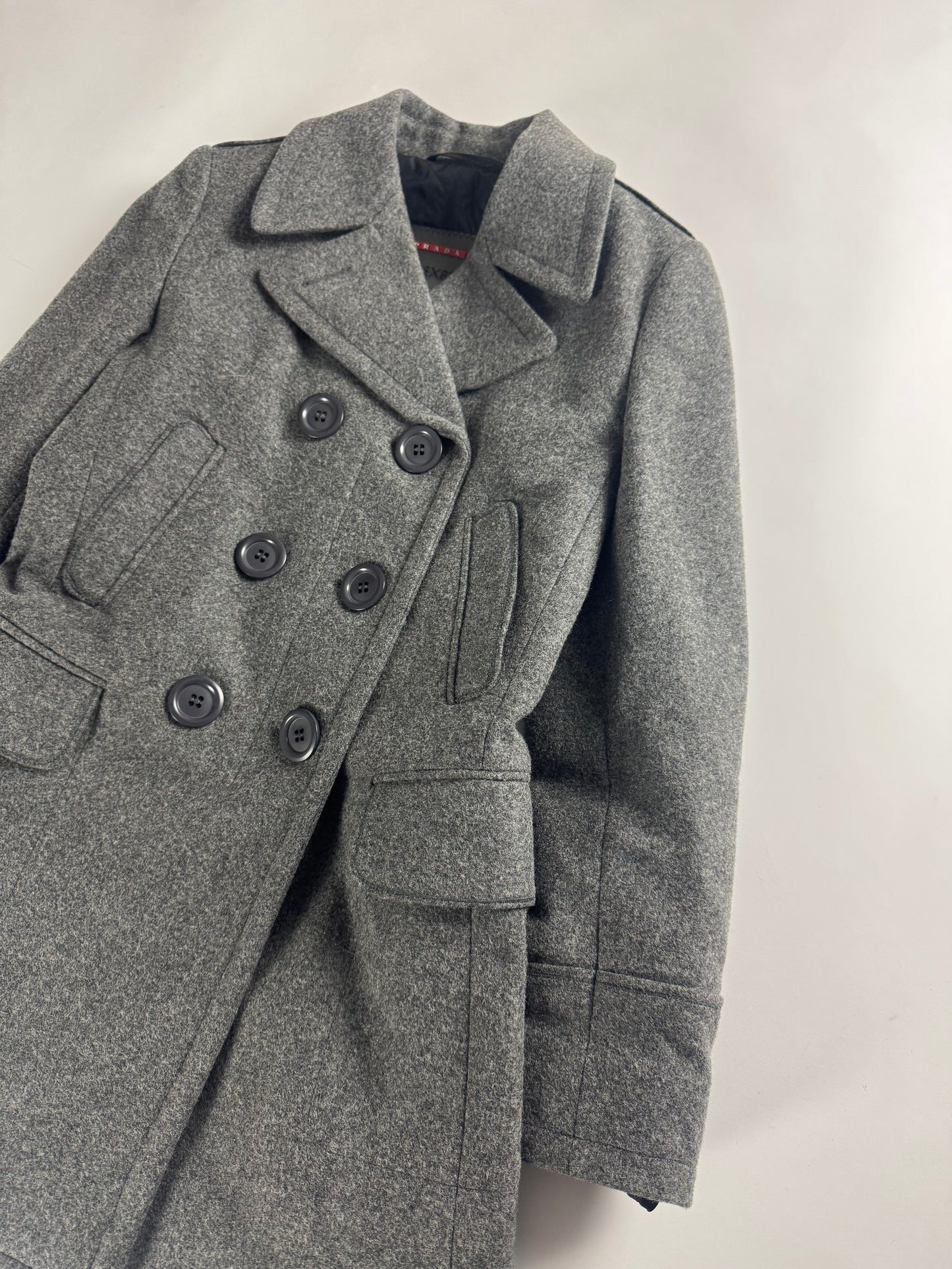 Prada Grey Wool Double Breasted Peacoat FW 2006 - S